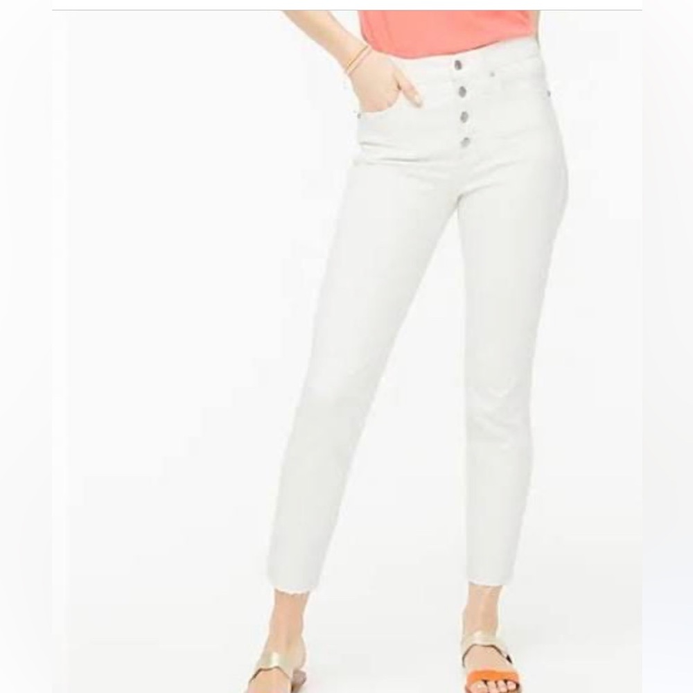 J. Crew High Rise Vintage Straight Button Fly White Jeans Size 26